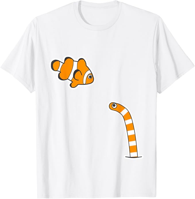 Rakuten - 【楽天スーパーSALE】クマノミ x ニシキアナゴ カクレクマノミ お魚 動物 ゆるくて かわいい イラスト Tシャツ
