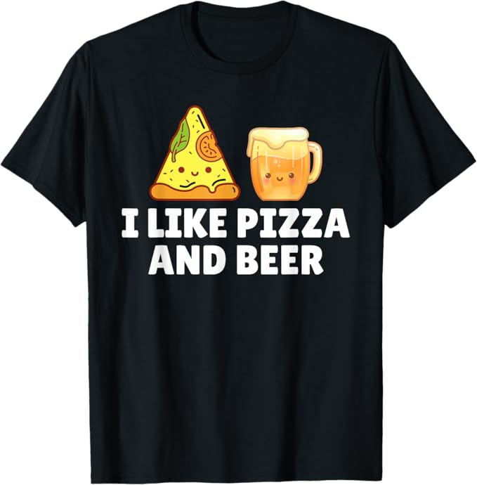 乐天商城 - ピザとビールが好き Tシャツ