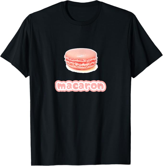 マカロン macaron ピンク ストロベリー【スイーツ ポップ】ゆるくて かわいい おしゃれ 面白 Tシャツ