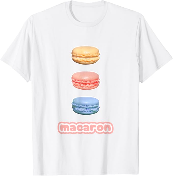 マカロン 3《ピンク ストロベリー・ブルー ミント・プレーン》【スイーツ ポップ】ゆるくて かわいい おしゃれ 面白 Tシャツ