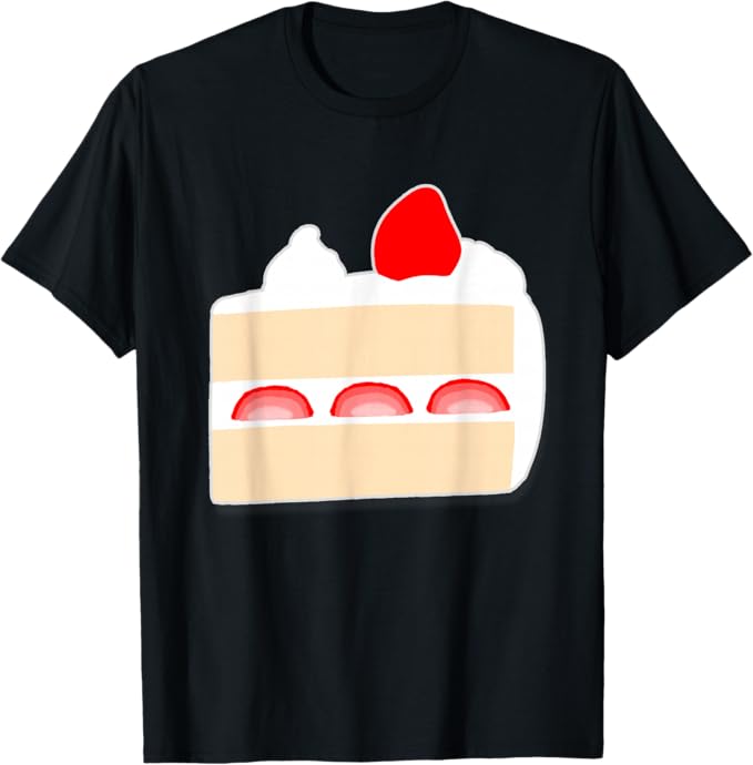 ショートケーキ《フルビッグ プリント》『スイーツ ポップ』苺 イチゴのケーキ お菓子 おやつ 面白い かわいい Tシャツ