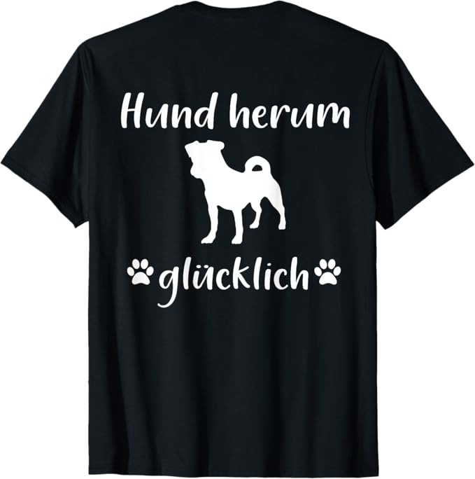 乐天商城 - 【バックプリント・背中側】幸せな周り 犬 Tシャツ