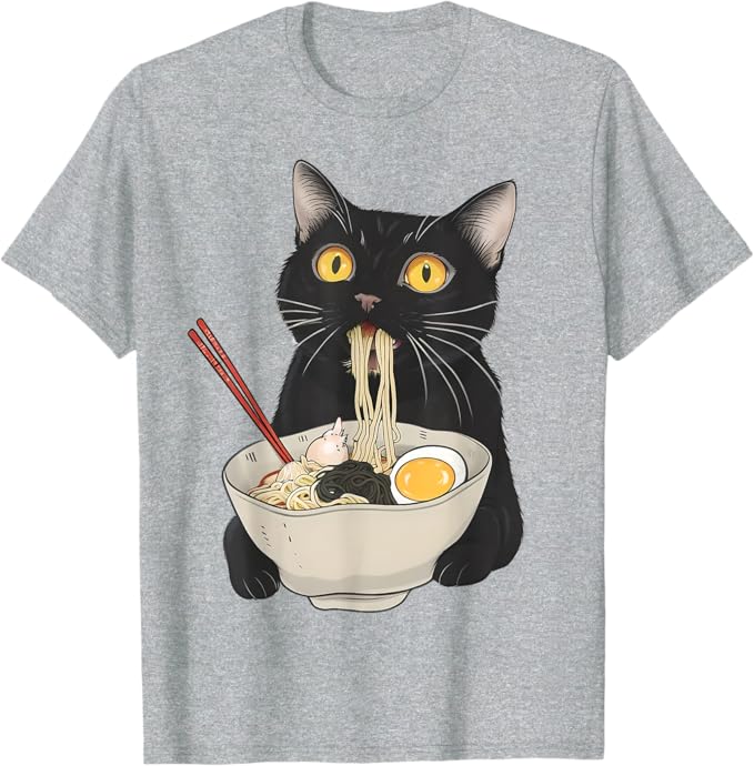 乐天商城 - おもしろ猫 ラーメン ヴィンテージ 和麺 Tシャツ