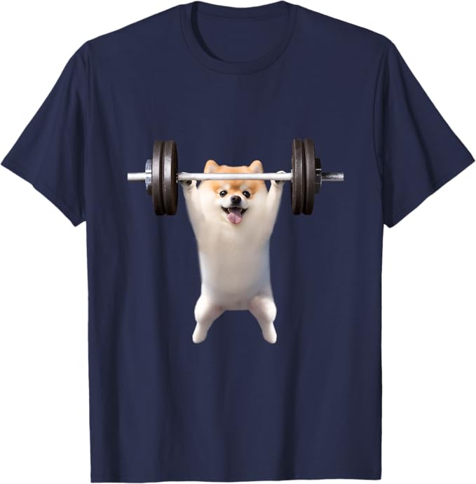 Rakuten - 【楽天スーパーSALE】ポメラニアン イヌ 犬 筋トレ 文字入り メンズ おもしろ 面白い 服 グッズ 文字Tシャツ ネタ Tシャツ