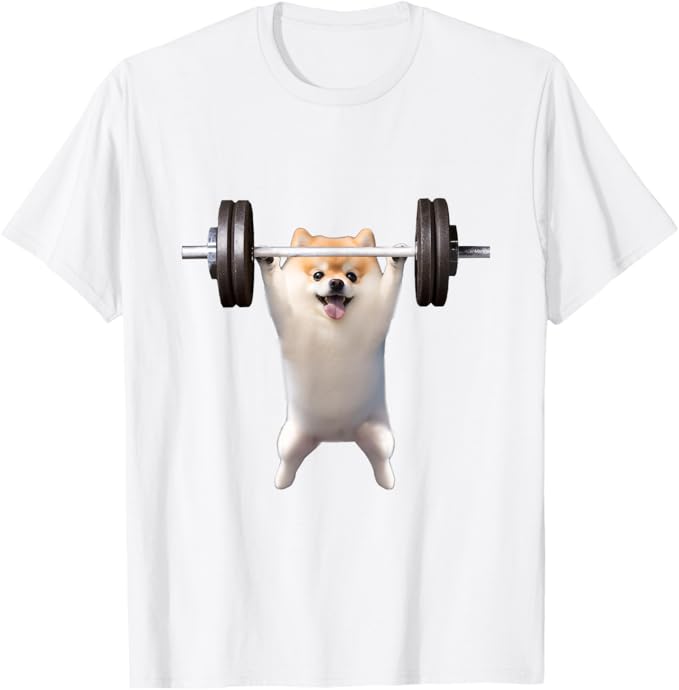 Rakuten - 【楽天スーパーSALE】ポメラニアン イヌ 犬 筋トレ 文字入り メンズ おもしろ 面白い 服 グッズ 文字Tシャツ ネタ Tシャツ