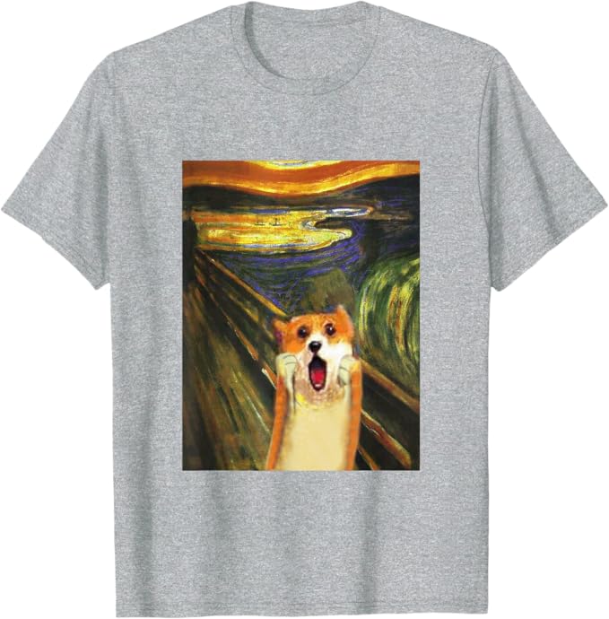乐天商城 - コーギー 犬 ムンクの叫び かわいい メンズ 子供 おもしろ 服 グッズ ネタ プレゼント わんこ Tシャツ