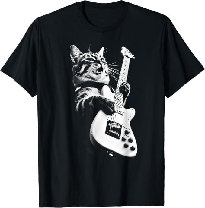 乐天商城 - 【楽天スーパーSALE】ギターを弾くロック猫 面白いギター猫 Tシャツ
