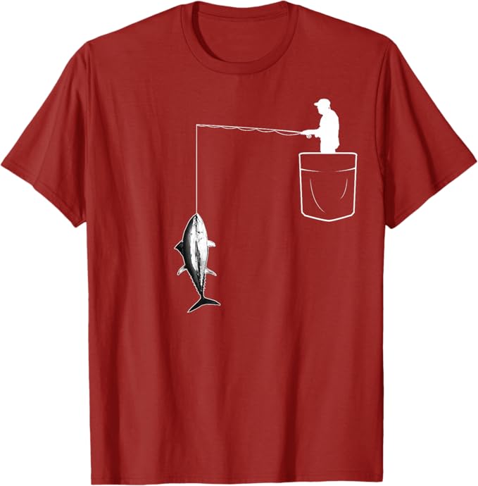 Rakuten - ポケットに入ったマグロ 魚釣り 面白い漁師 Tシャツ