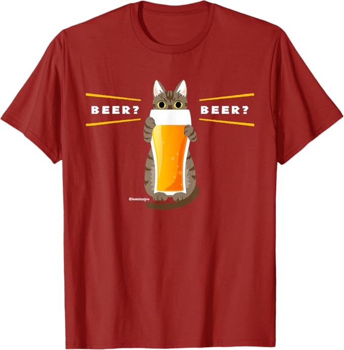 Rakuten - 【楽天スーパーSALE】ビールをすすめるねこ 猫 ビール CAT BEER Tシャツ