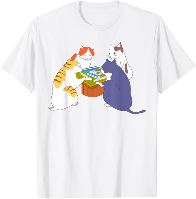乐天商城 - 猫 ネコ 麻雀 文字入り メンズ おもしろ 面白い 服 おもしろグッズ プレゼント ネタ 雀士 Tシャツ