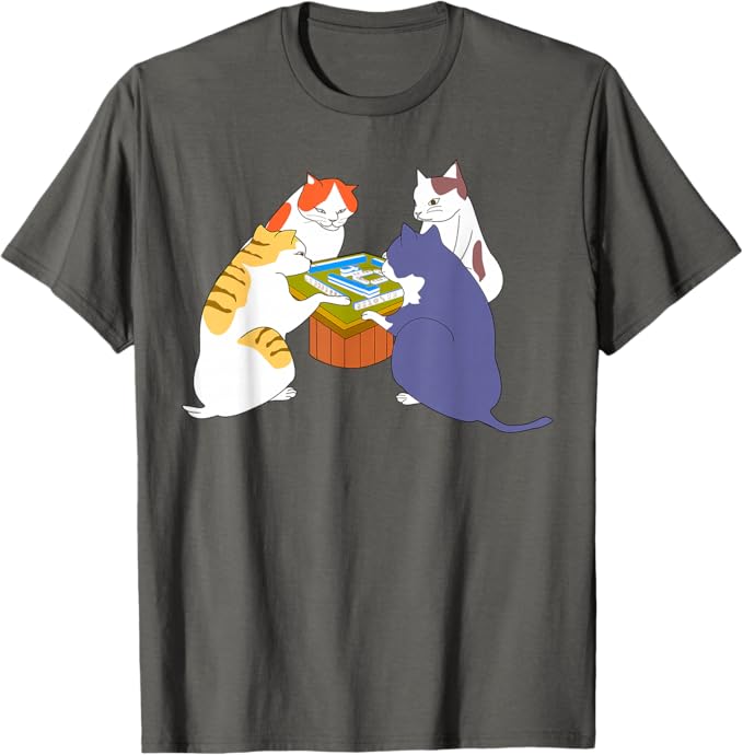 乐天商城 - 猫 ネコ 麻雀 文字入り メンズ おもしろ 面白い 服 おもしろグッズ プレゼント ネタ 雀士 Tシャツ