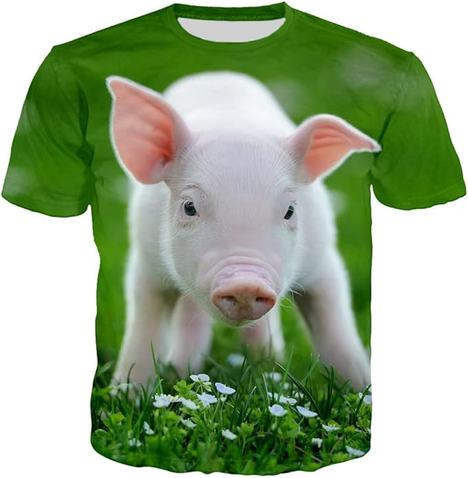Rakuten - 【楽天スーパーSALE】豚柄 総柄Tシャツ ユニセックス 半袖 3dプリント 面白いtシャツ カジュアル tシャツ
