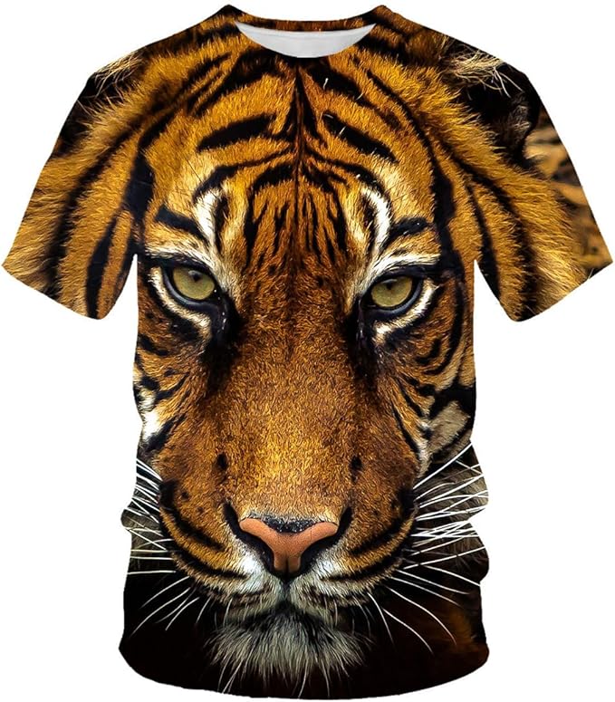 Rakuten - 虎柄 総柄Tシャツ ユニセックス 半袖 3dプリント 面白いtシャツ カジュアル tシャツ