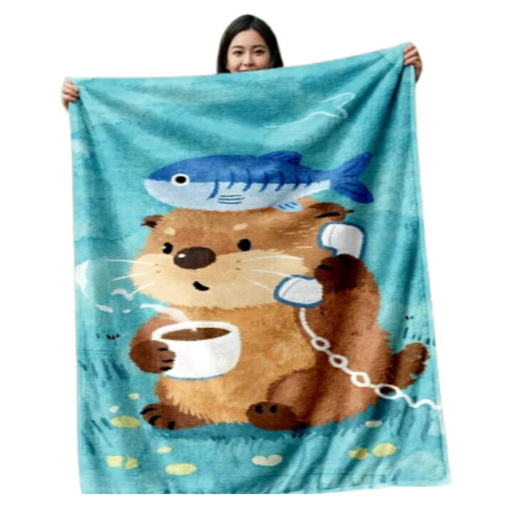 商品情報サイズ・重量75×100cm：約345g100×125cm：約525g125×150cm：約725g150×200cm：約1085g素材ポリエステル100％生地フランネル（毛玉ができにくい）シーズンオールシーズン用途ひざ掛け・お昼寝・冷房対策・防寒洗濯洗濯機洗い可生産国日本カワウソと魚 青 電話 カップ 可愛い プレゼント 子供 友達 母の日 父の日 夫婦 カップル ブランケット 毛布 ギフト ひざ掛け 贈り物 ふわふわ キャンプ 昼寝 ソファ あったか 洗える 冷房対策 柔らか 75×100cm　100×125cm　125×150cm　150×200cm ブランケット 毛布 ギフト ひざ掛け 父 母 祖母 祖父 安心 ぬくもり 大切な人への贈り物 5