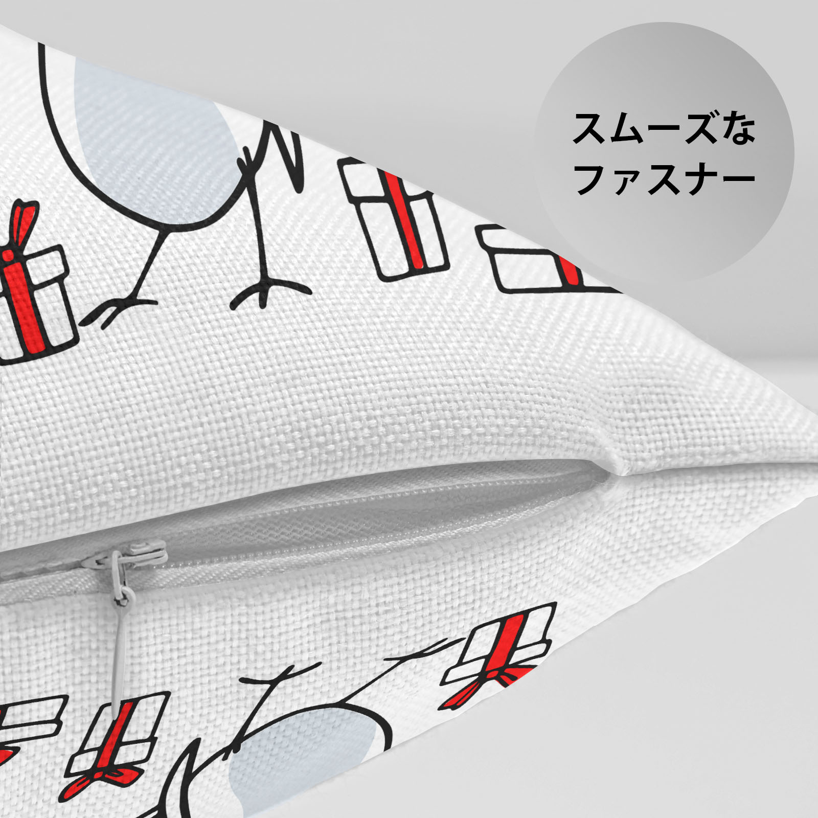 クッションカバー サンタ小鳥 クリスマス 赤と白 線画スタイル クリスマスシーズン 2枚セット 30×30cm 40×40cm 45×45cm 50×50cm 55×55cm 60×60cm プレゼント メリークリスマス 楽しい雰囲気 かわいい小鳥 面白い PAKAZA [2]