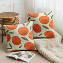 クッションカバー 2枚セット 30×30cm 40×40cm 45×45cm 50×50cm 55×55cm 60×60cm みかん オレンジ色 果実と葉 フレ...
