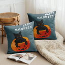 クッションカバー 2枚セット 30×30cm 40×40cm 45×45cm 50×50cm 55×55cm 60×60cm ハロウィンの黒猫 ハロウィン オレ...