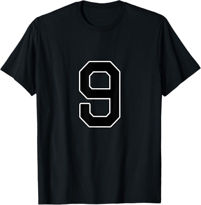 Rakuten - 9 - 数字 番号 チーム ユニフォーム ナンバー シンプル スポーツ 野球 サッカー 部活 Tシャツ