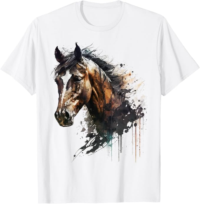 Rakuten - 【楽天スーパーSALE】乗馬アート アニマルプリント 馬モチーフ 馬 Tシャツ