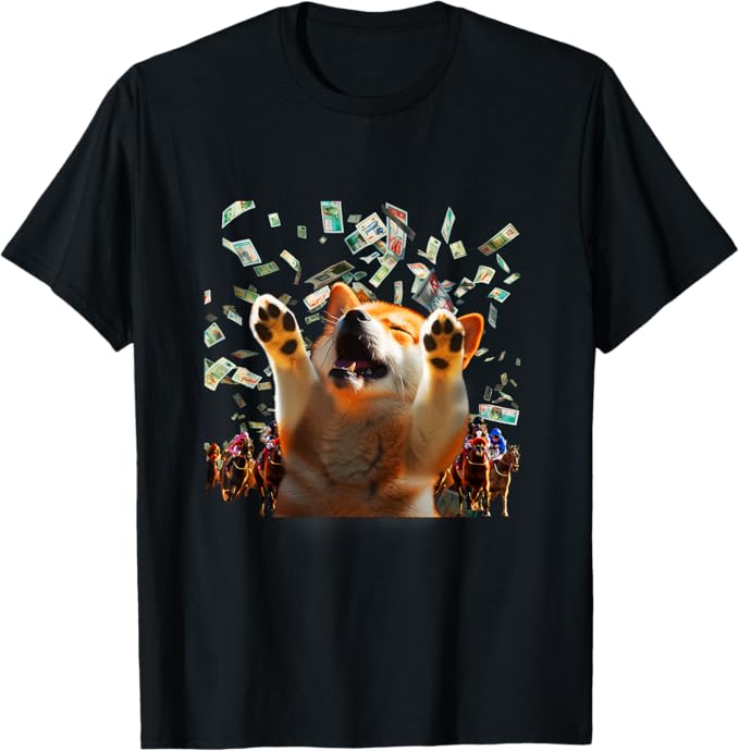 外れ馬券に愕然とする柴犬 競馬 馬Tシャツ 柴犬 馬券 ウマ レース 馬 乗馬 競馬 メンズ おもしろグッズ ネタ 大人 男性 Tシャツ