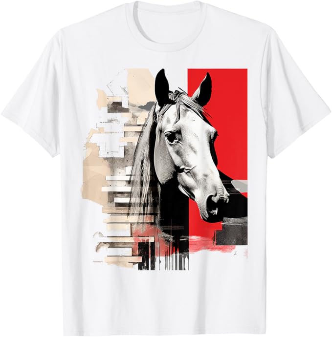 馬 抽象 アート 図面 動物 幾何学 グラフィック 馬 Tシャツ