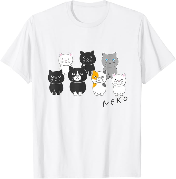 【楽天スーパーSALE】ハチワレ 黒猫 三毛猫 白猫 Neko フキゲンネコ 動物 かわいい プレゼント Tシャツ