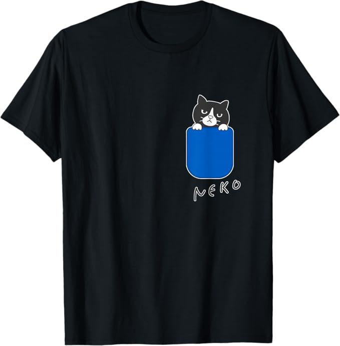乐天商城 - ねこ ハチワレ 猫 フキゲンネコ ゆるくて かわいい イラスト Tシャツ