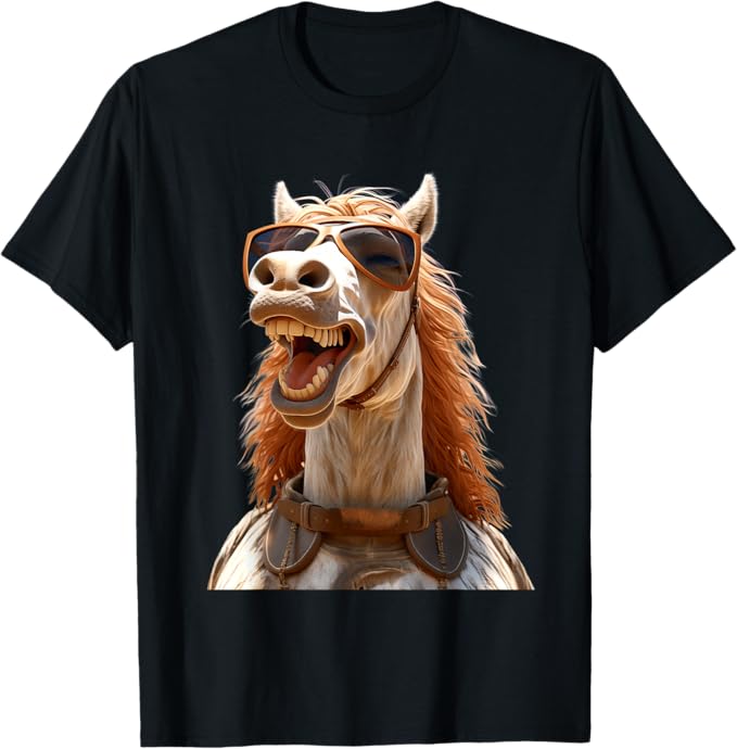 乐天商城 - サングラスをかけた馬 ライダー Tシャツ
