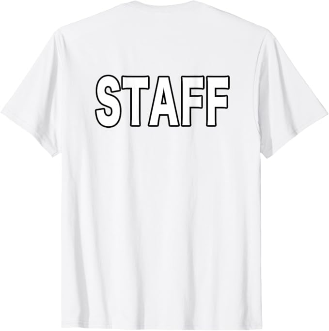 乐天商城 - 【バックプリント・背中側】スタッフ STAFF ユニフォーム（ホワイト 白）【ワーク・イベント】係員・警備 衣装 文字 Tシャツ