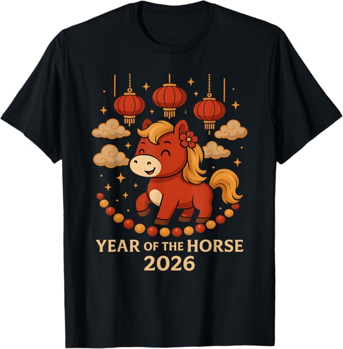 乐天商城 - 馬 2026年 かわいい 旧正月 動物 干支 デザイン Tシャツ
