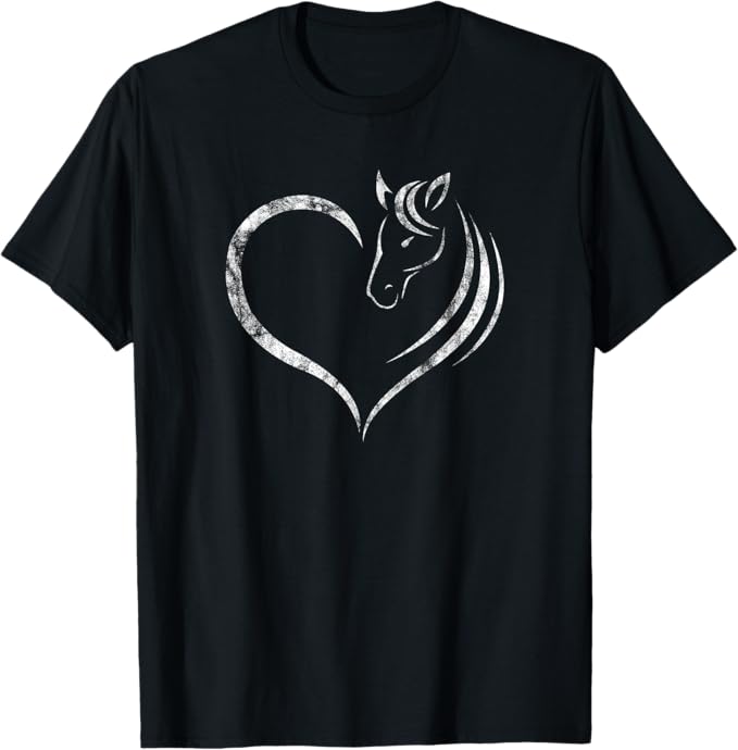 乐天商城 - 馬とハート かわいい 馬好き 女の子 レディース ギフト Tシャツ