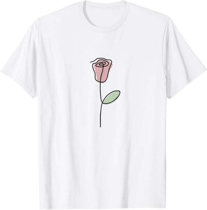 Rakuten - 【楽天スーパーSALE】バラ・一筆書き 花柄 薔薇【フラワーズ】アート デザイン おしゃれ かわいい プレゼント Tシャツ