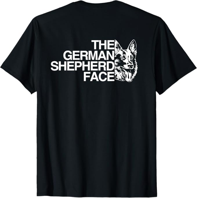 【バックプリント・背中側】ジャーマン シェパードの顔 ジャーマン シェパード Tシャツ