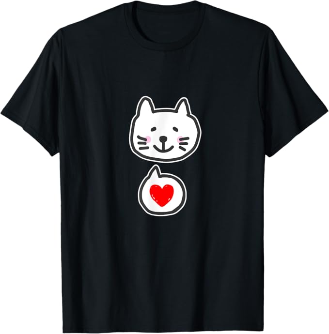 Rakuten - はぁと ねこ。【落書き 猫】ハート ゆるくて かわいい 動物 Tシャツ