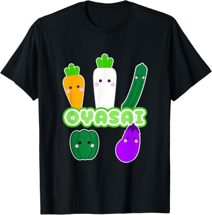 乐天商城 - 【楽天スーパーSALE】お野菜 OYASAI『にんじん・だいこん・きゅうり・ピーマン・なす』ゆる かわいい キャラクター Tシャツ