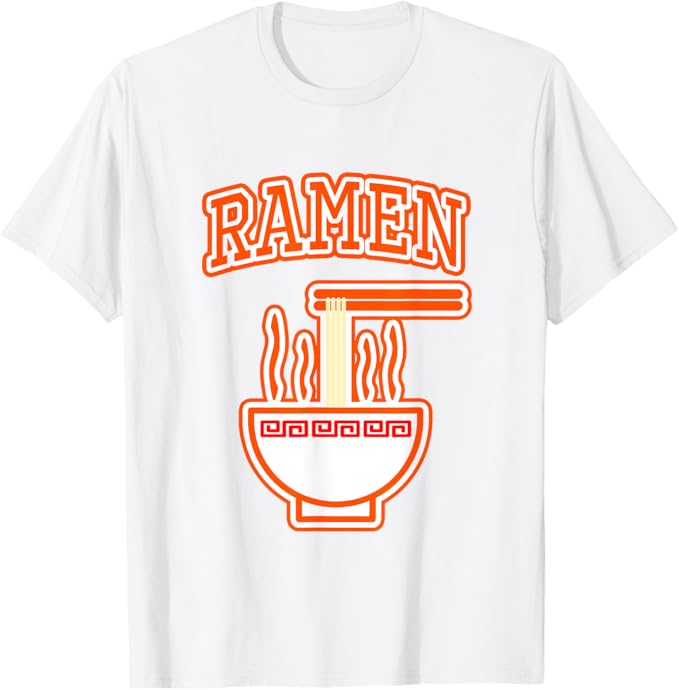 ラーメン RAMEN カレッジ ユニフォーム風【大学 ロゴ パロディ】ごはんタイム プレゼント 面白 Tシャツ(4.0)