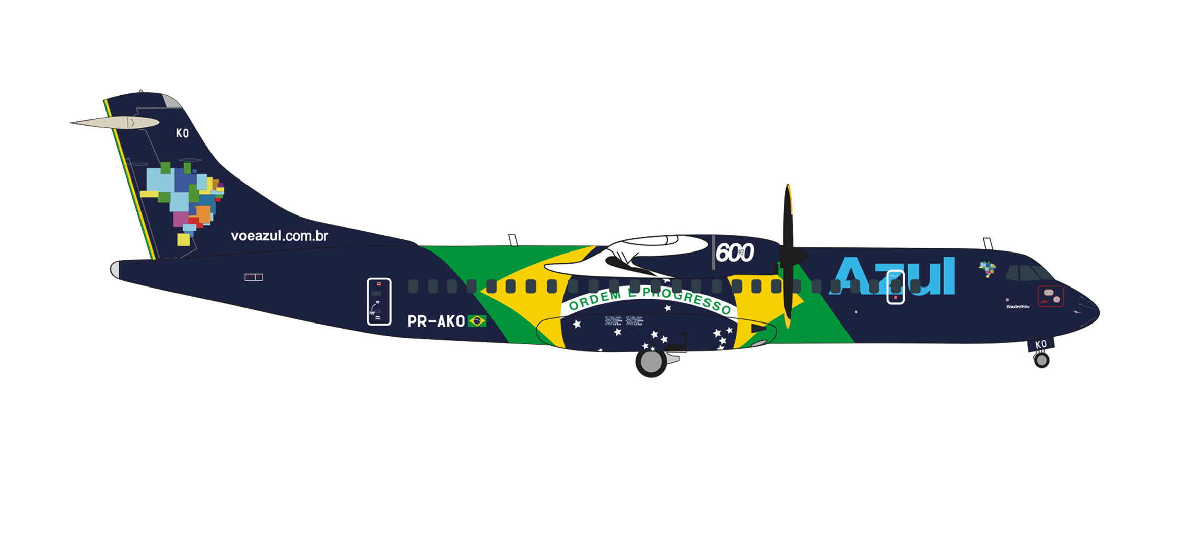 ATR-72-600 アズール・ブラジル航空 特別塗装「ブラジル国旗」 PR-AKO 1/200 2023年5月2日掲載　herpa/ヘルパウィングス飛行機/模型/完成品 [572675]