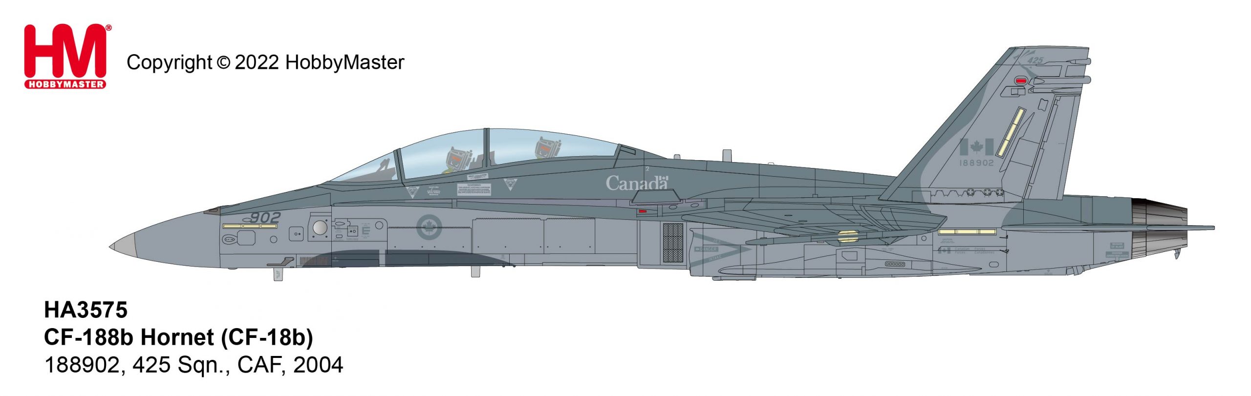 CF-188B（複座型／F/A-18B） カナダ空軍 第425戦術戦闘飛行隊「アルエット」 バゴヴィル基地・ケベック州 2004年 #188902 1/722023年6月17日発売 HobbyMaster (ホビーマスター) 飛行機/模型/完成品[HA3575]