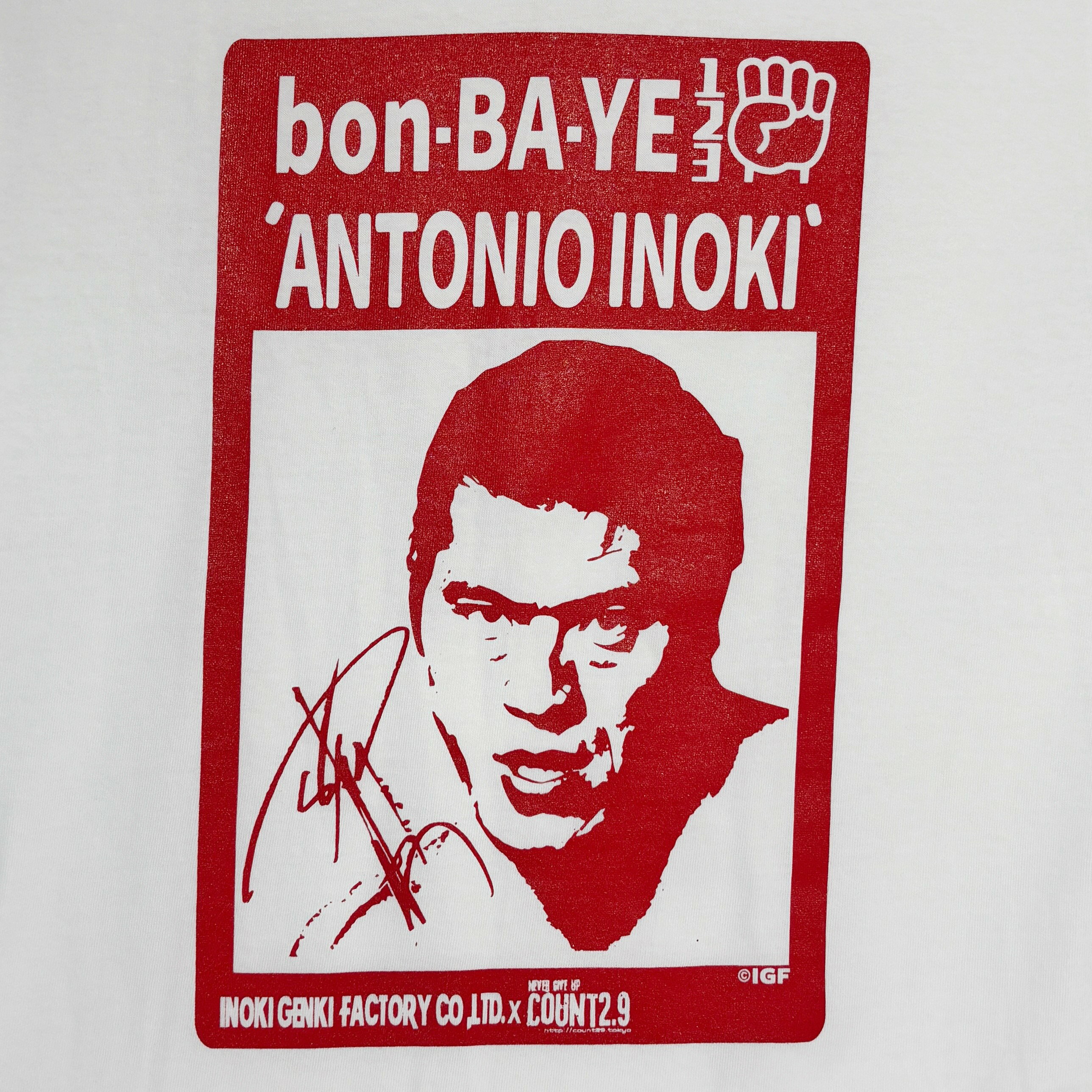 【メール便対応】アントニオ猪木 x Count2.9 bon-BA-YE Tシャツ（レッド）新日本プロレス NJPW