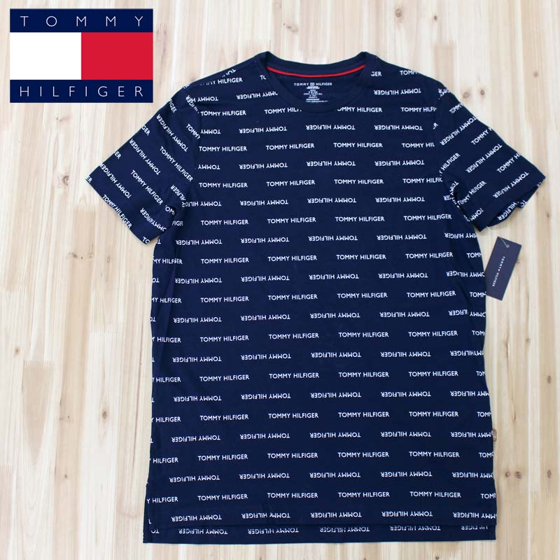 送料無料 TOMMY HILFIGER トミー ヒルフィガー オールオーバーロゴ クルーネック Tシャツ トップス 半袖 コットン 綿…