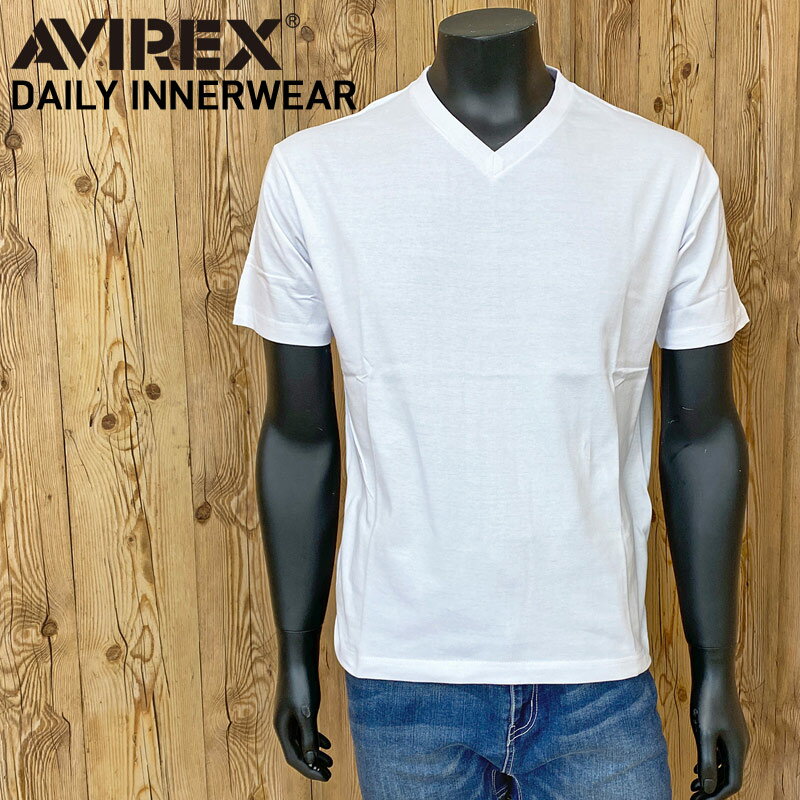 AVIREX アビレックス Tシャツ メンズ 半袖 ヘビーウェイト コットン天竺100％ Vネック Tシャツ 無地 デイリーインナ…