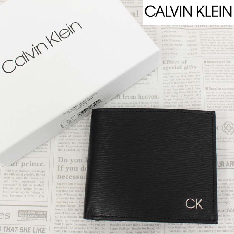 カルバン・クライン 革財布 メンズ 送料無料 Calvin Klein カルバンクライン RFiD CK ワンポイントロゴ　2つ折り レザーウォレット 財布 BOX付き ギフト プレゼント メンズ ブランド トップイズム