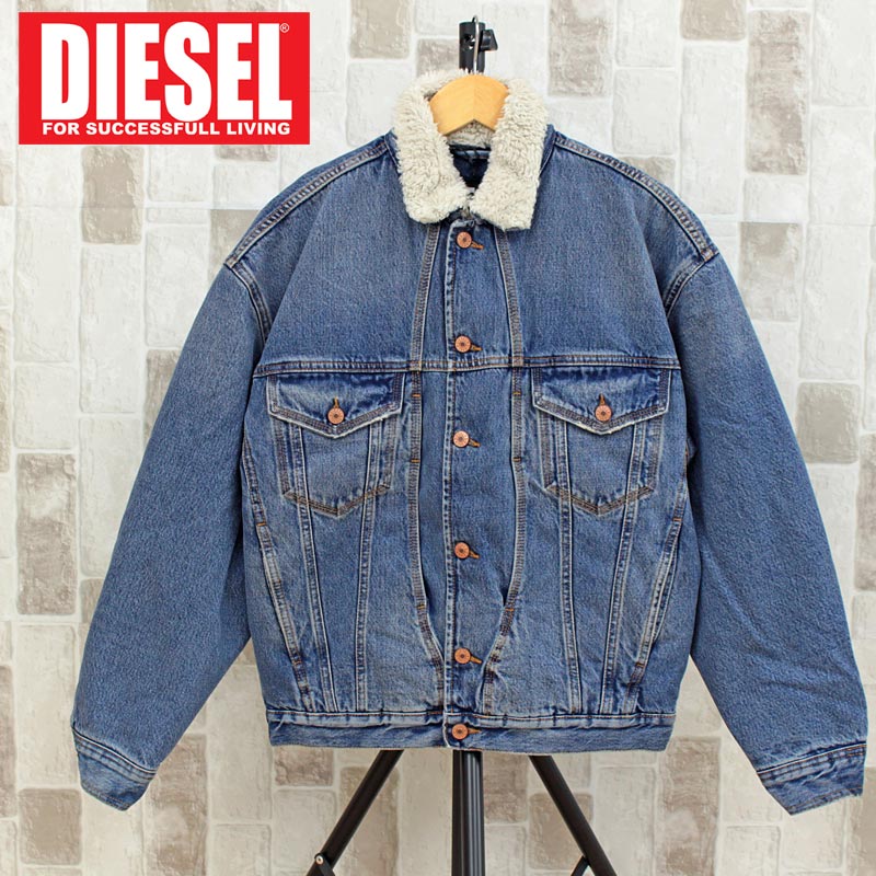 送料無料 DIESEL ディーゼル メンズ ジャケット デニムジャケット ボアジャケット 裏ボア ヴィンテージUSED加工 Gジ…