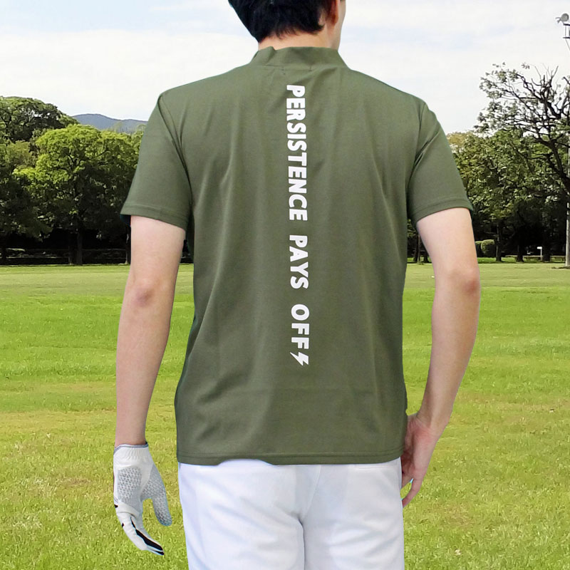 CPG ゴルフ モックネック ハイネック カーキ 冷感 ストレッチ バックロゴ CPG ゴルフ モックネック ハイネック カーキ 冷感 ストレッチ