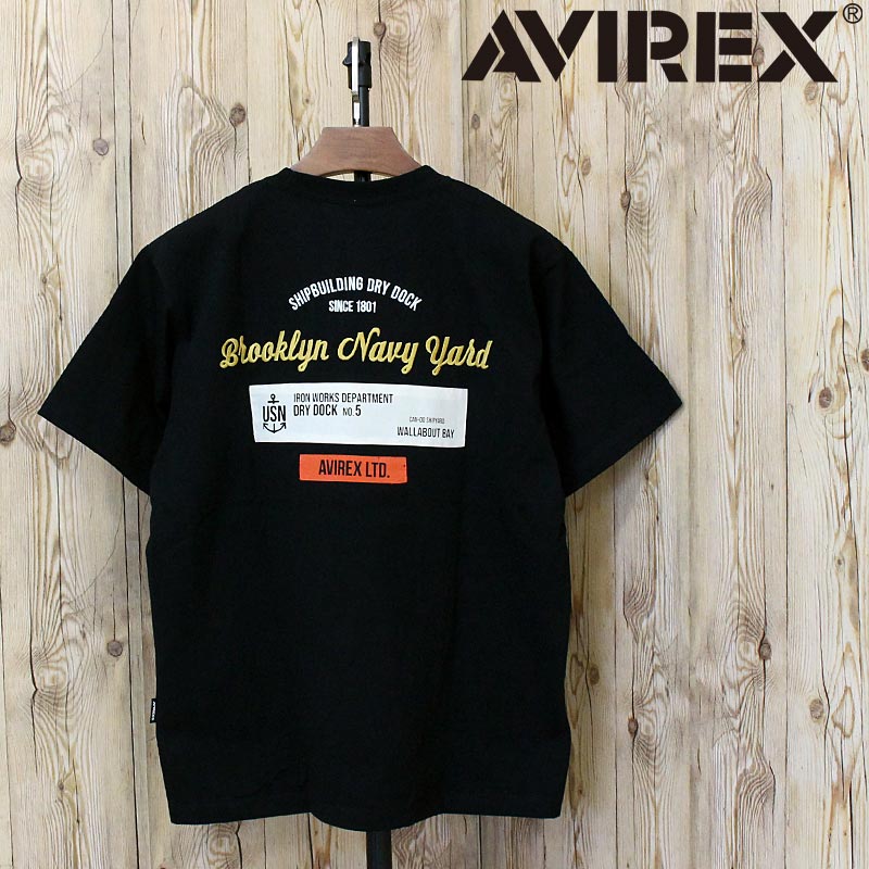 送料無料 AVIREX アヴィレックス S/S PATCHED TEE Brooklyn 783-6134006 刺繍 布パッチ ブルックリン クルーネック 半袖Tシャツ コットン 綿 アビレックス ミリタリー トップス メンズ ブランド ネコポス