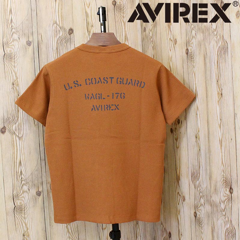 Rakuten - 送料無料 AVIREX アヴィレックス MINI WAFFLE TEE ”U.S.COAST GUARD”783-6134009 ミニワッフル ユーエス コーストガード クルーネック 半袖Tシャツ アビレックス ミリタリー トップス メンズ ブランド ネコポス