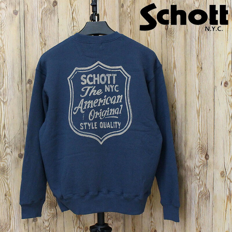 Military - 送料無料 Schott ショット SHIELD CREW KNIT SWEAT 782-6132002 シールド クルー ニットスウェット トレーナー 長袖 トップス メンズ ブランド