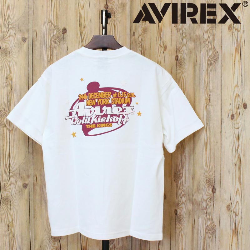送料無料 AVIREX アヴィレックス GOLD KICKOFF PUFF PRINT T-SHIRT ゴールド キックオフ パフ プリントTシャツ 783-6…