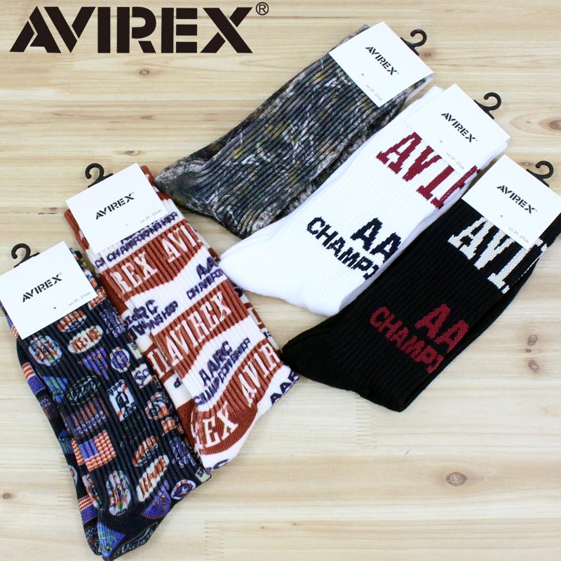 Rakuten - AVIREX アヴィレックス レギュラー ソックス 靴下 ロゴ 総柄 アビレックス ミリタリー メンズ ブランド プレゼント ギフト ネコポス