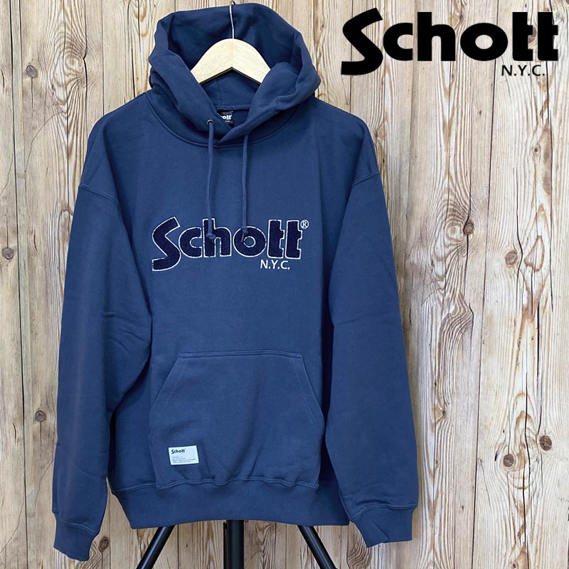 送料無料 Schott ショット HOODED SWEAT SHENEEL LOGO シニールロゴ パーカー スウェット メンズ 782-3231001 トップイズム